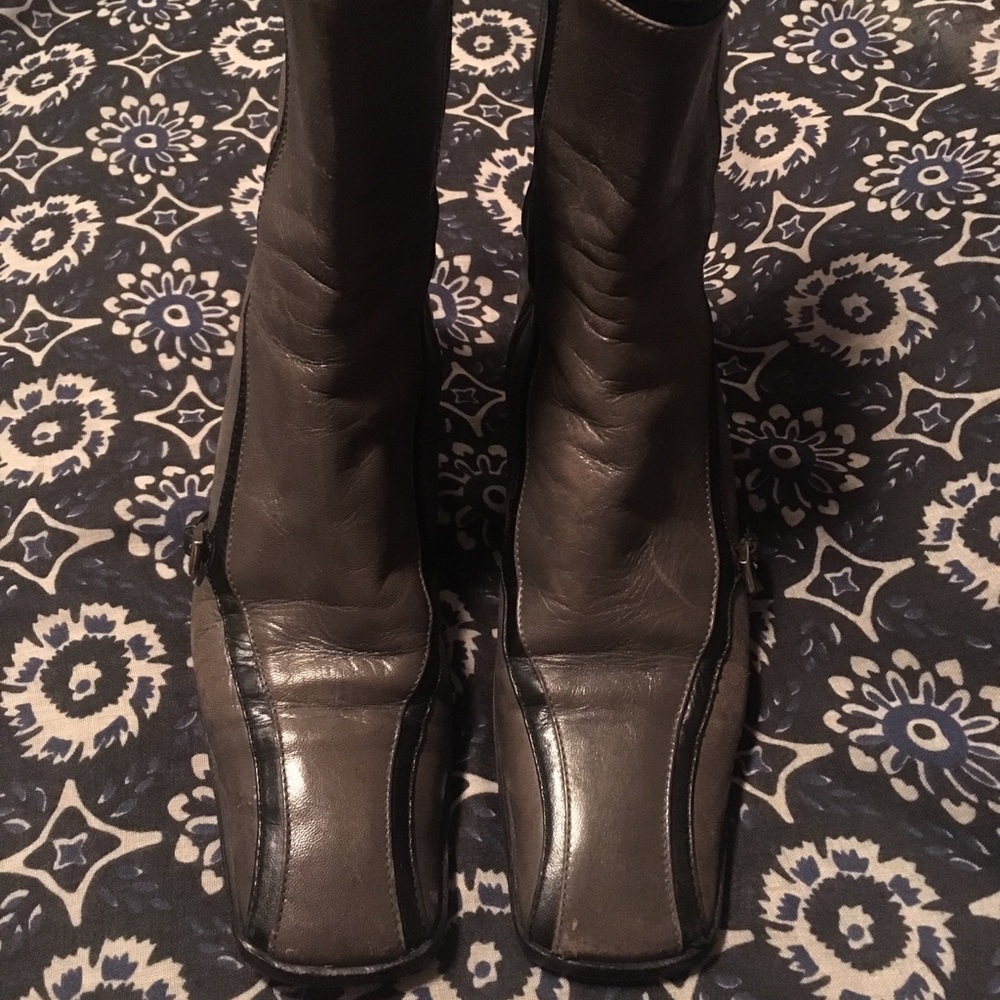 Prada leather booties. Two tone. Square toe.